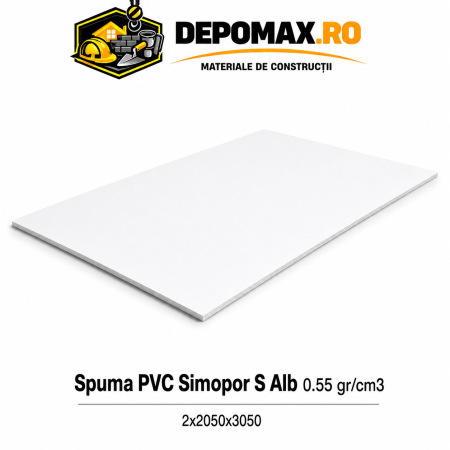 Placa rigida PVC Simopor S Alb 0.55 g/cm3, 2x2050x3050 mm